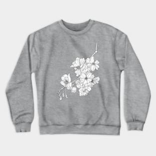 Sakura Cherry Blossom Flower Monoline Illustration Crewneck Sweatshirt